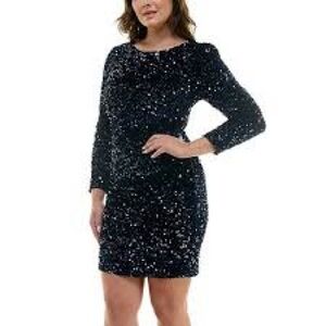 Elegant navy blue Sequin Dress